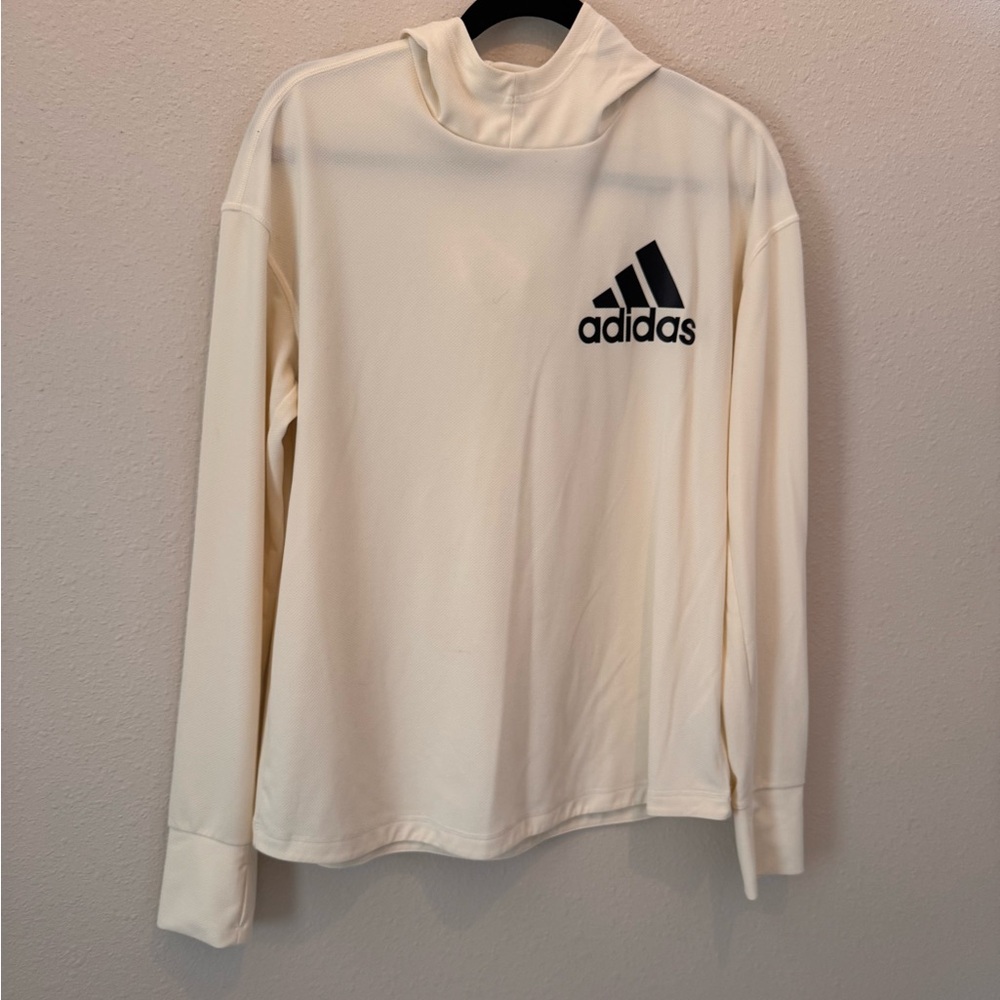 Adidas Off-White Long Sleeve Shirt with Black Logo